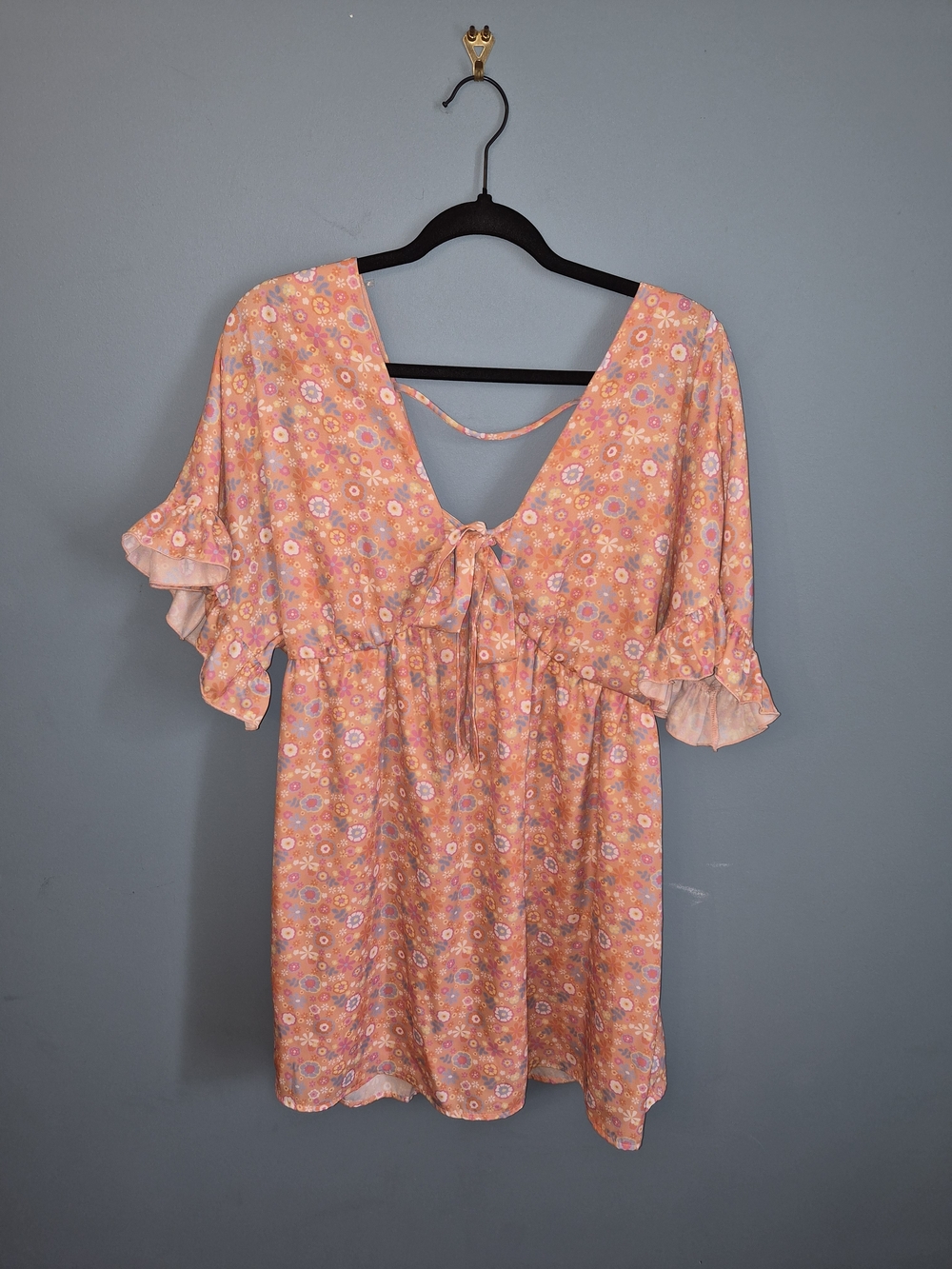 Peach Love California Pink Peach Floral Mini Dress